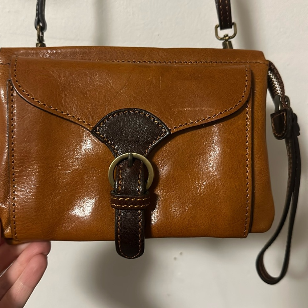 Brown Leather Convertible Crossbody Bag from Italy